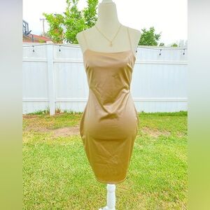 NWT Gold Mini Women's Backless Dress Size Large